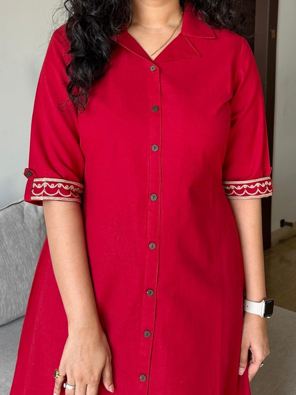 Ziva A-line Camel Dress- Red - Image 5