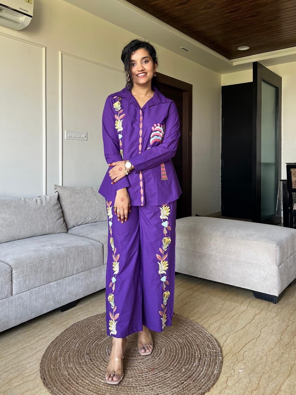 Gia Embroidered Coord Set- Purple - Image 4
