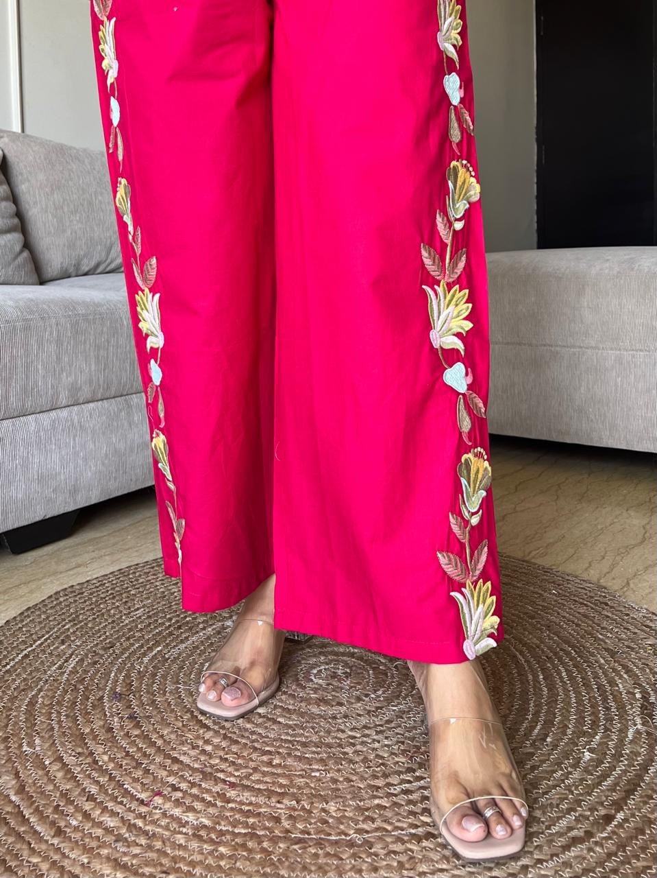 Gia Embroidered Coord Set- Dark Pink - Image 6