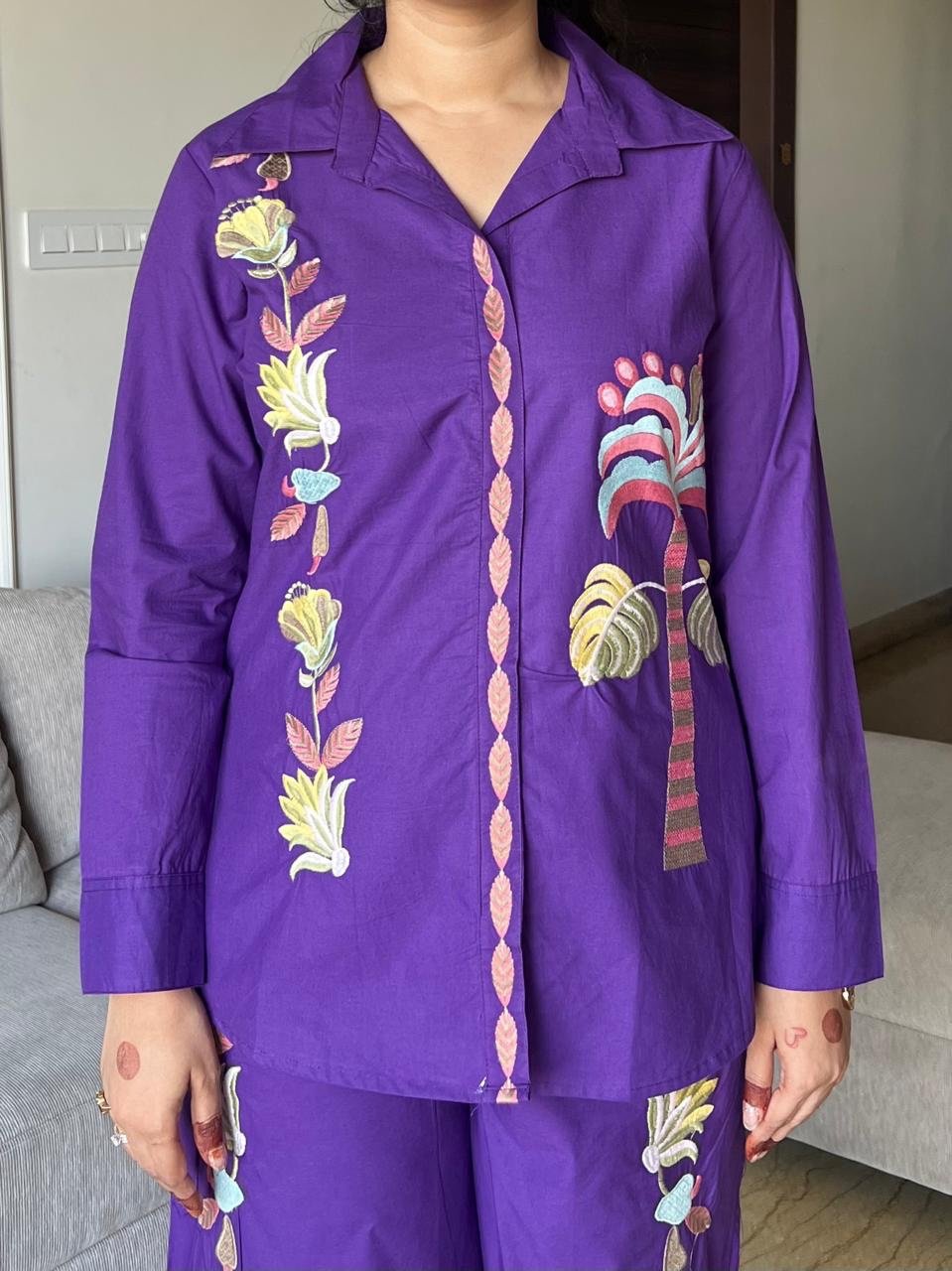 Gia Embroidered Coord Set- Purple - Image 5