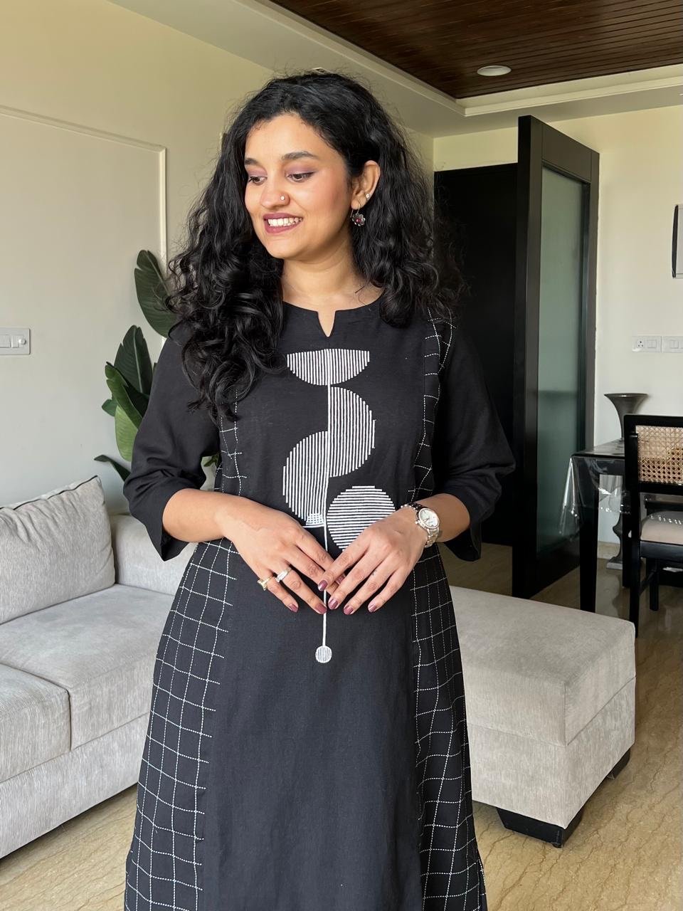 Varya Black Cropped Cotton Set - Image 2