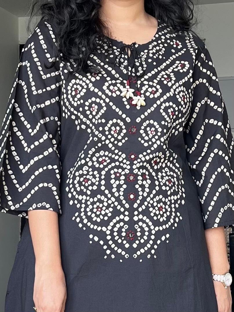 Meesha Bandhej Cotton Set- Black - Image 4