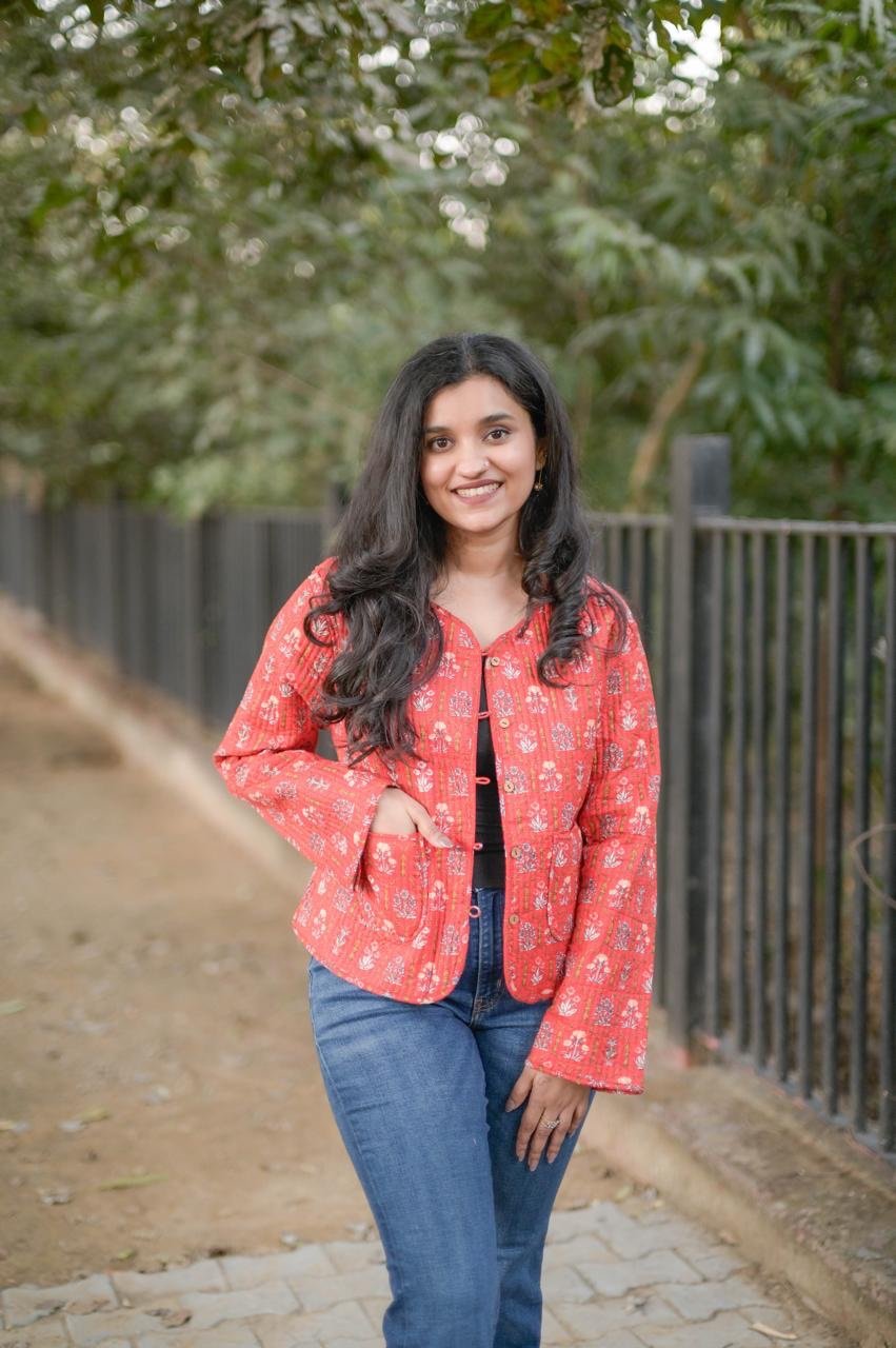Reversible Quilted Short Jacket- Red Love Booti