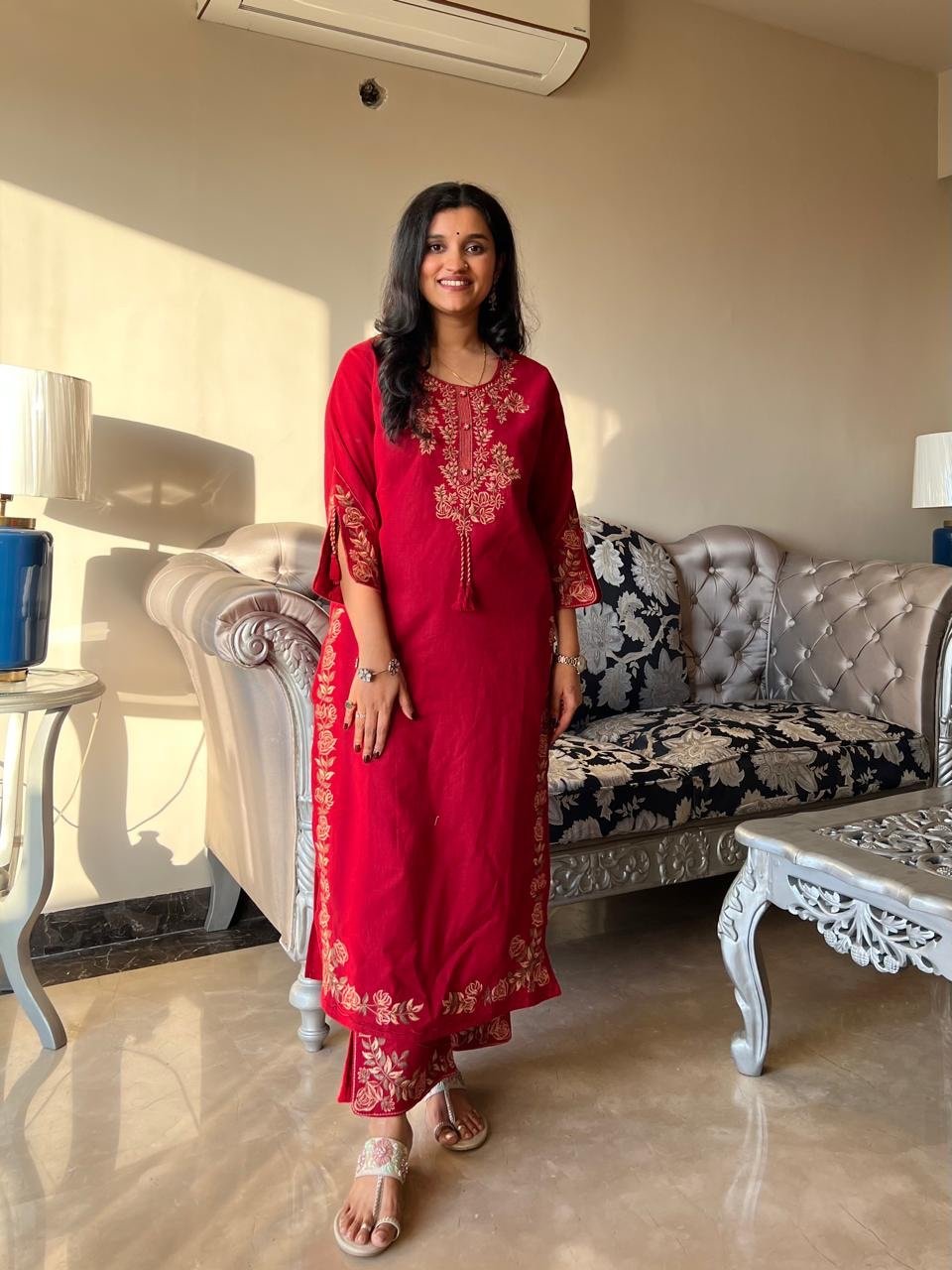 Kritisha Statement Embroidered Set- Red - Image 2