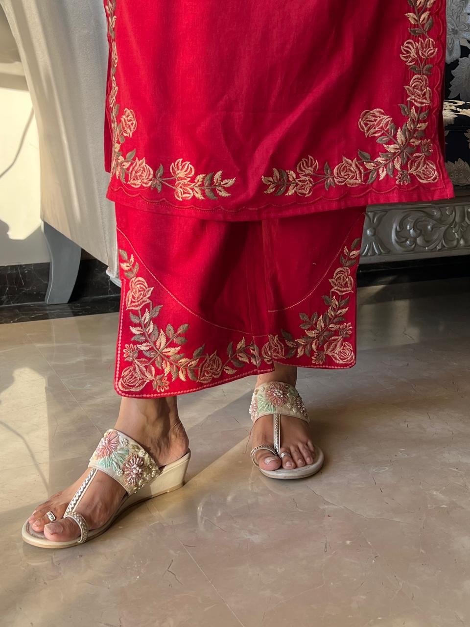 Kritisha Statement Embroidered Set- Red - Image 4