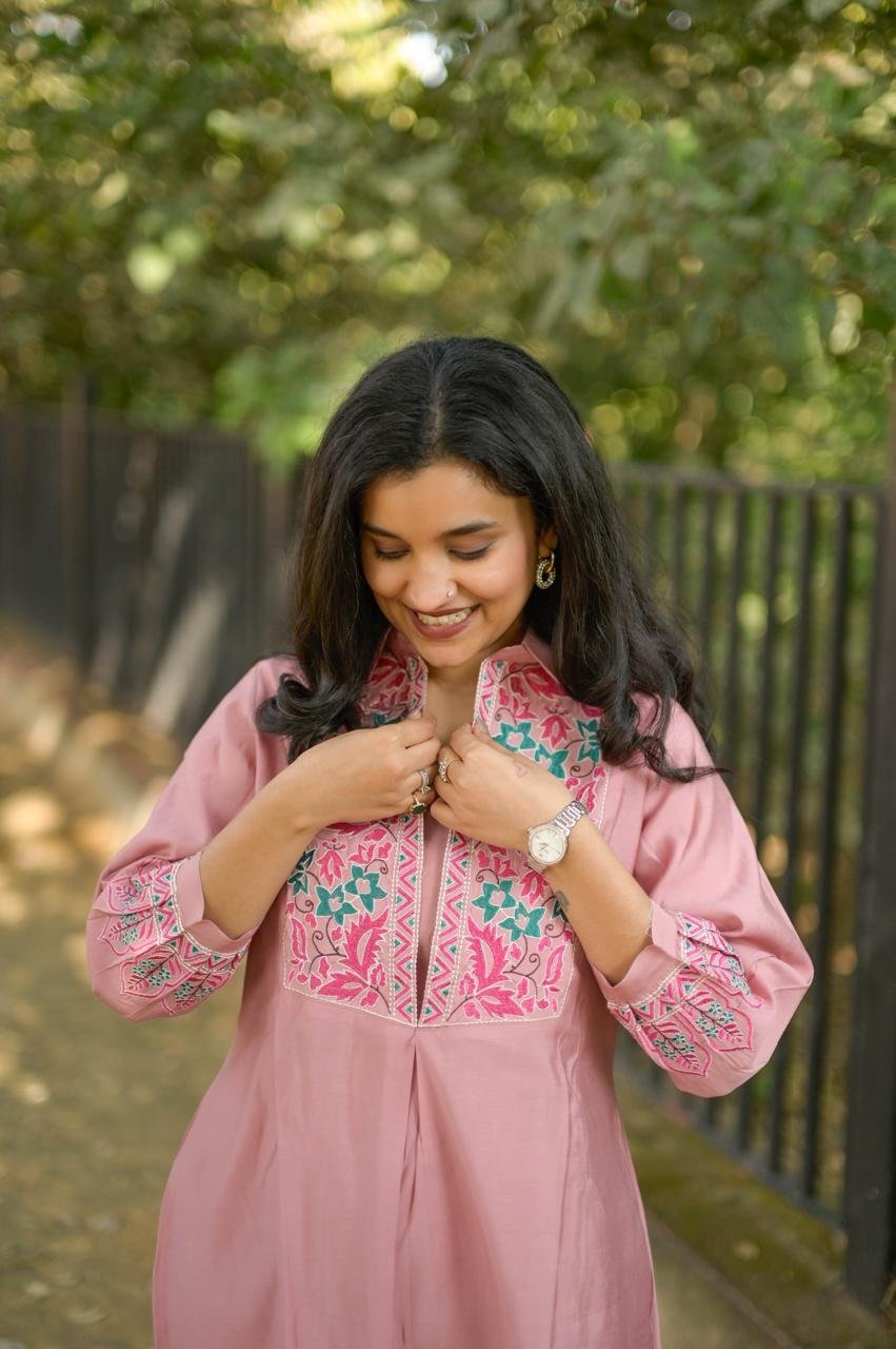 Divi Embroidered Coord Set- Light Pink - Image 6