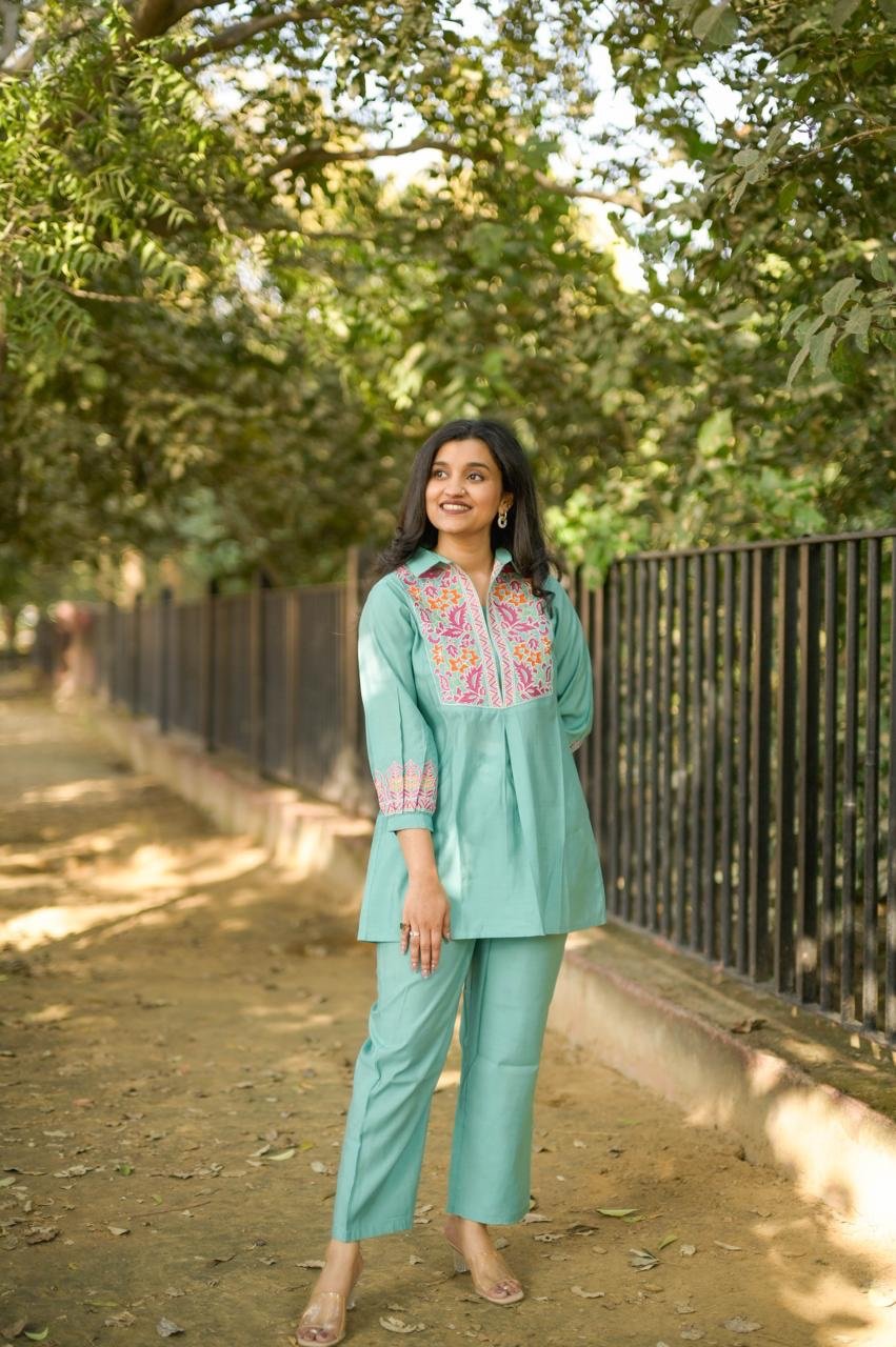 Divi Embroidered Coord Set- Green - Image 5
