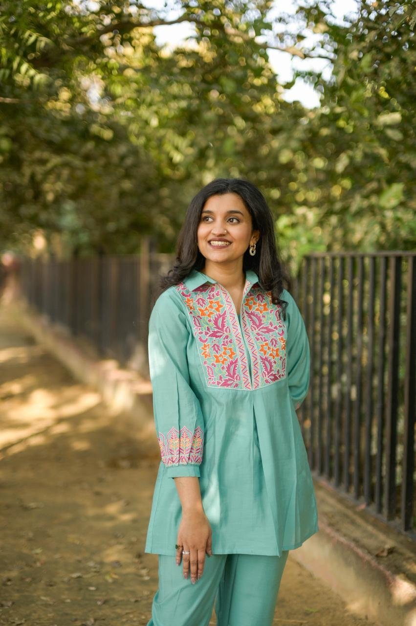 Divi Embroidered Coord Set- Green - Image 6