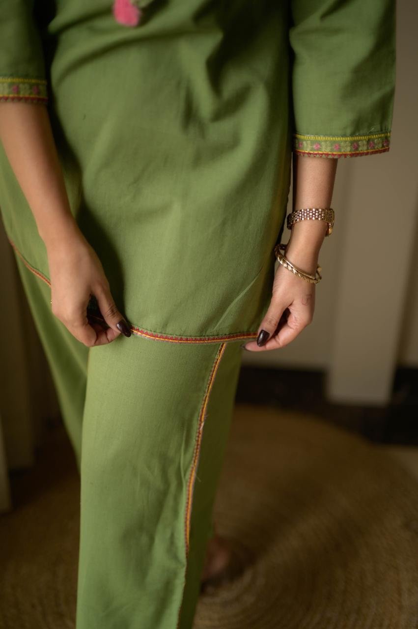Grisha Embroidered Coord Set- Green - Image 6