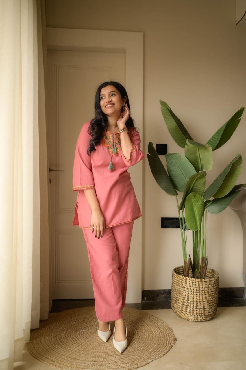 Grisha Embroidered Coord Set- Pink - Image 3