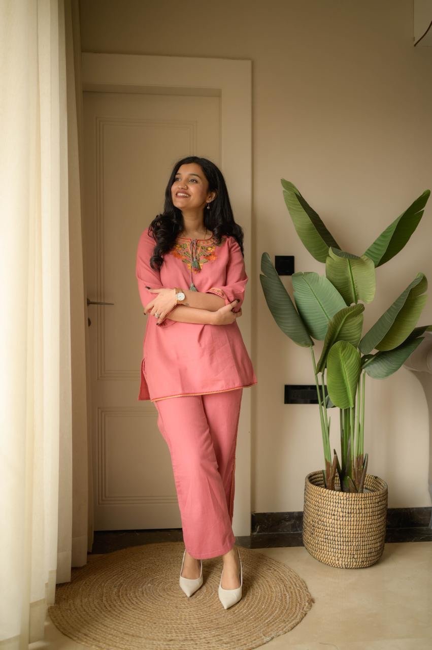 Grisha Embroidered Coord Set- Pink - Image 6