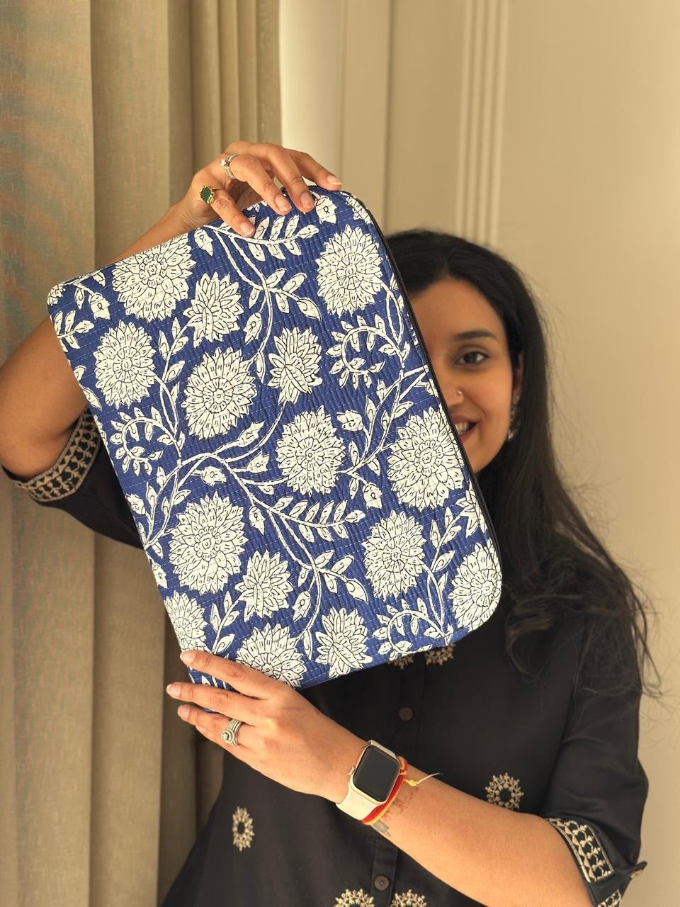 Quilted Laptop Sleeve- Neeli Bel - Image 3