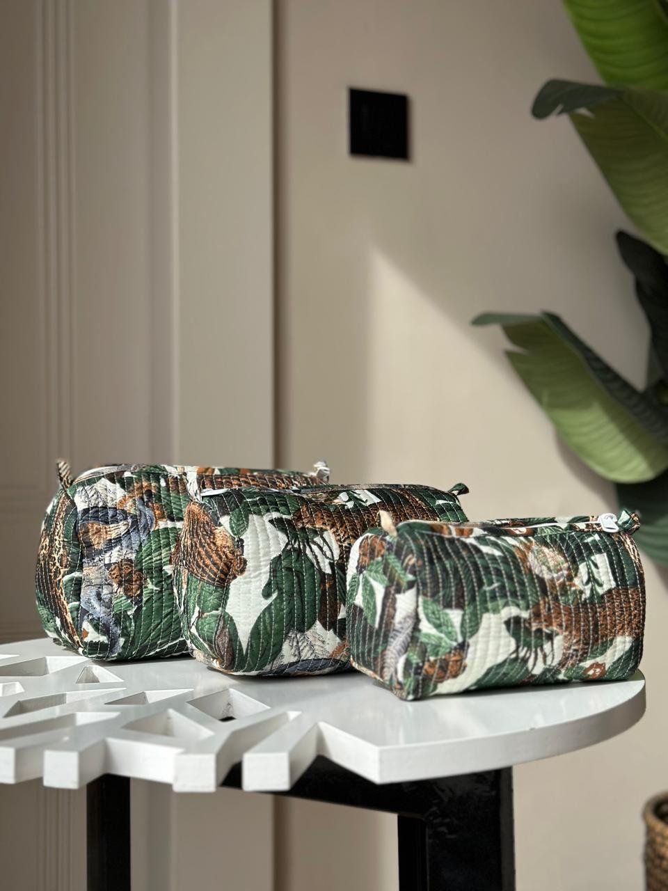 Quilted Toiletry Bags- Green Story