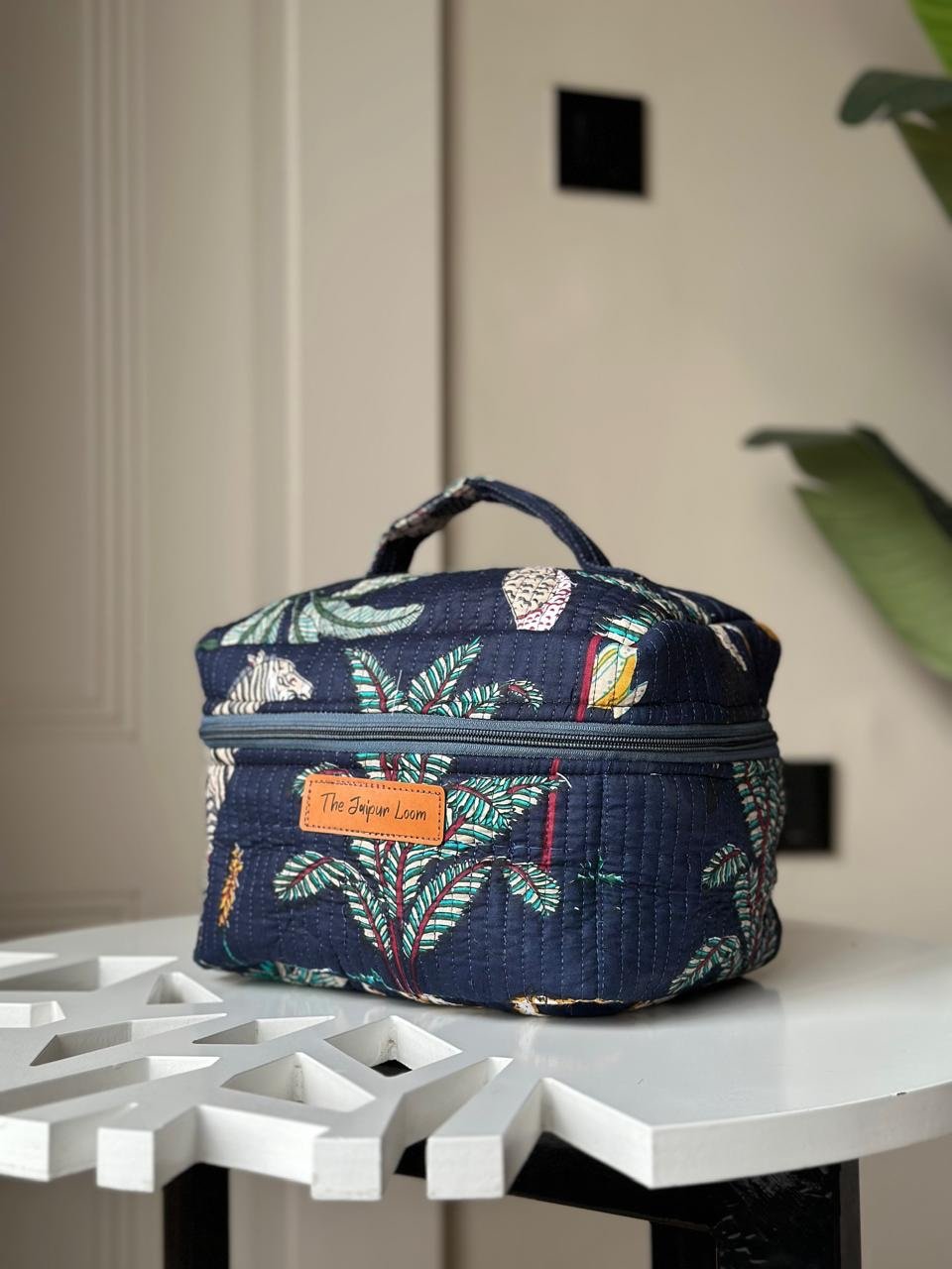 Quilted Vanity Bag- Blue Jungle - Image 2