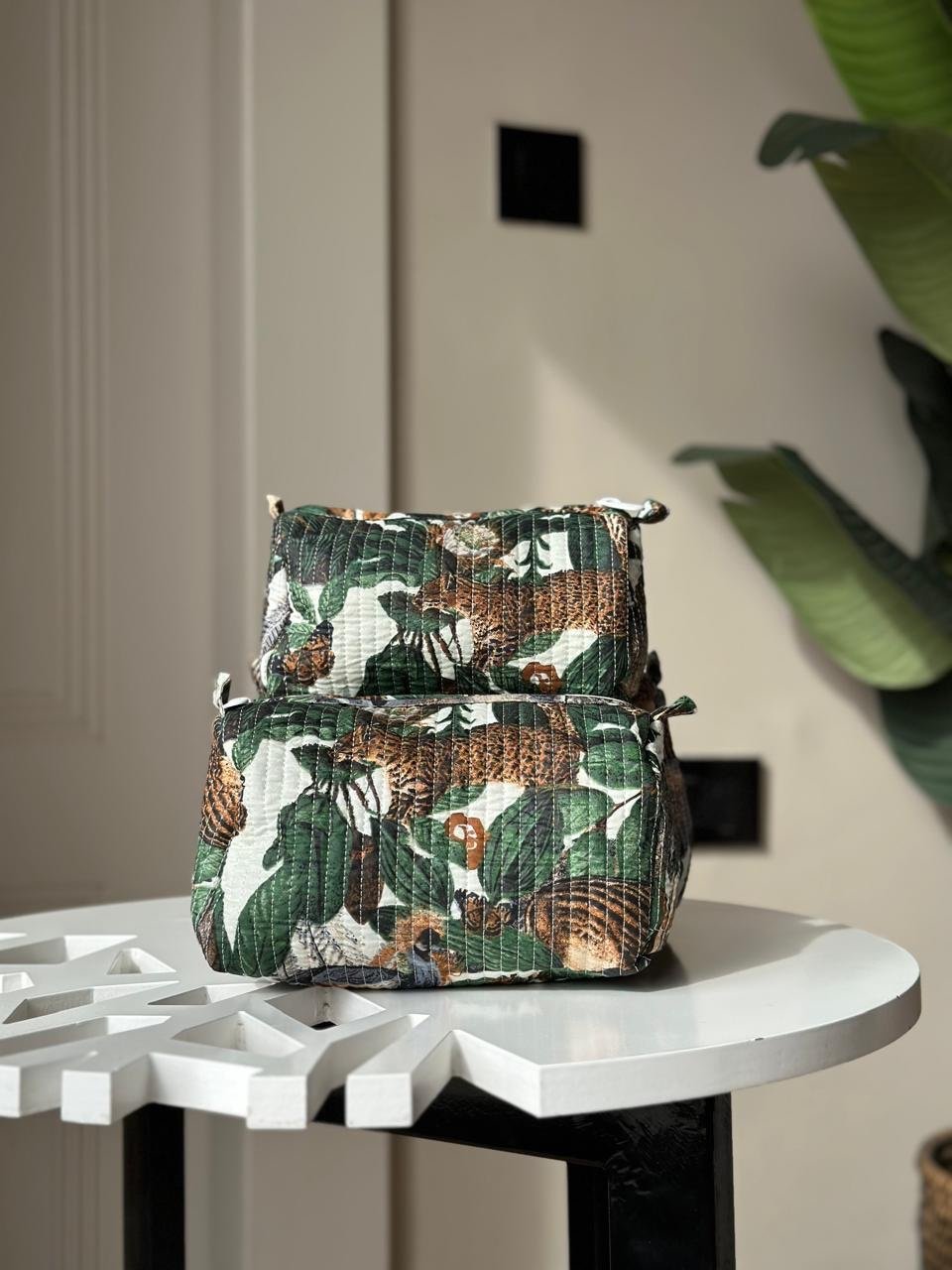Quilted Toiletry Bags- Green Story - Image 2