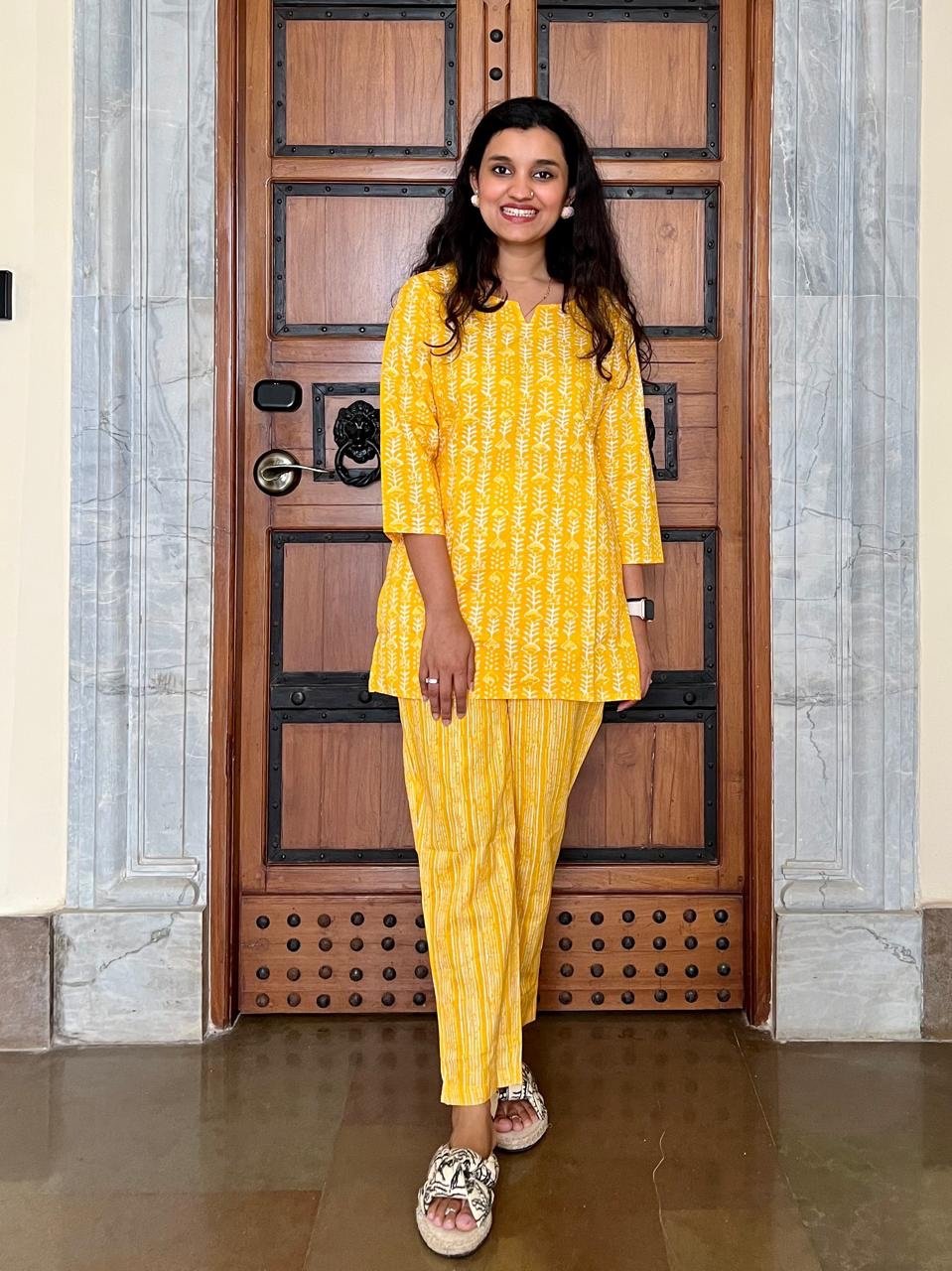 Cotton Lounge Set- Bright Yellow