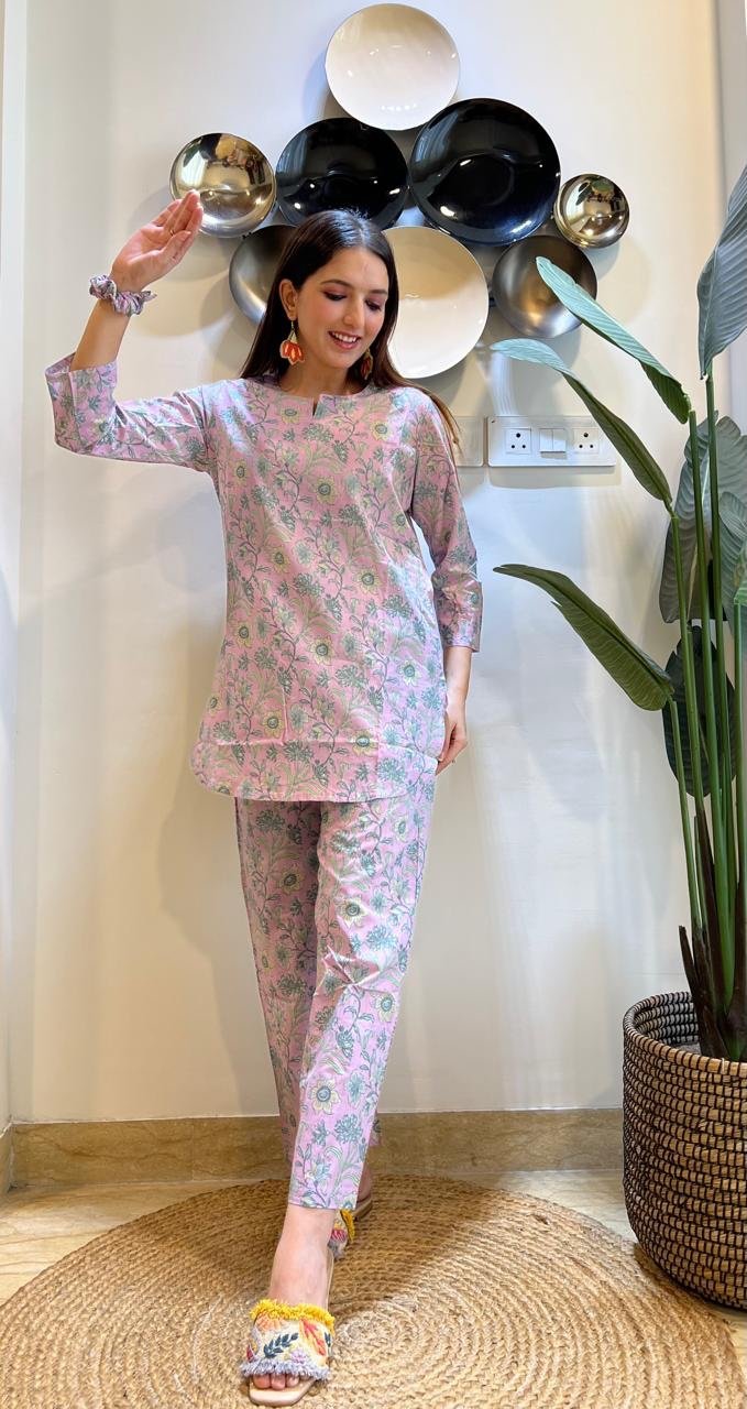 Cotton Lounge Set- Lilac Florals - Image 3