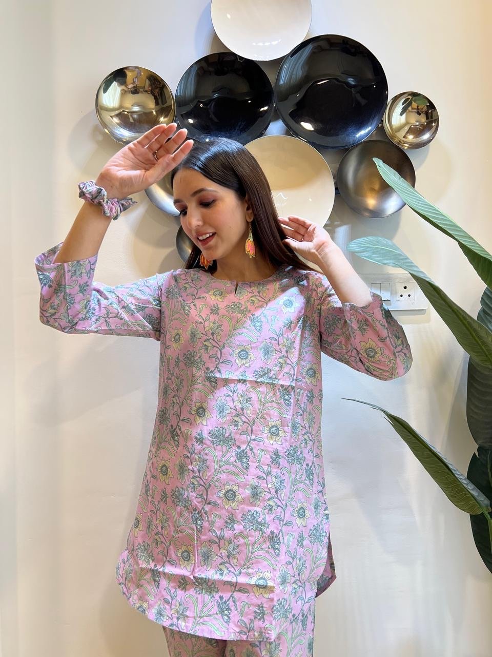 Cotton Lounge Set- Lilac Florals - Image 2