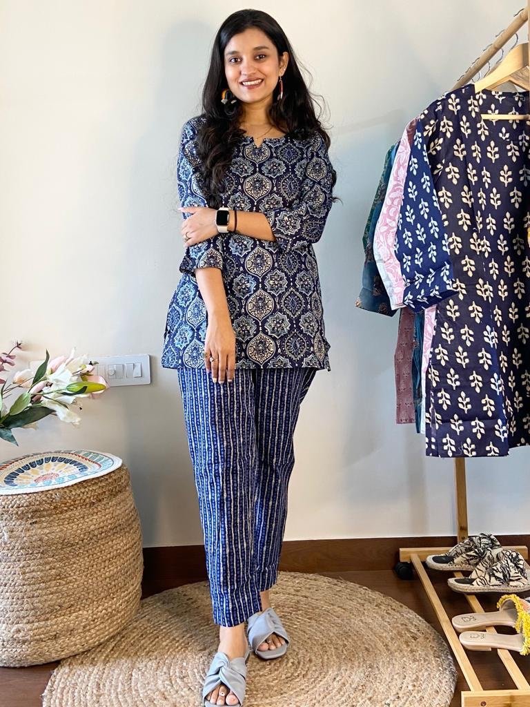 Cotton Lounge Set- Indigo Jaal