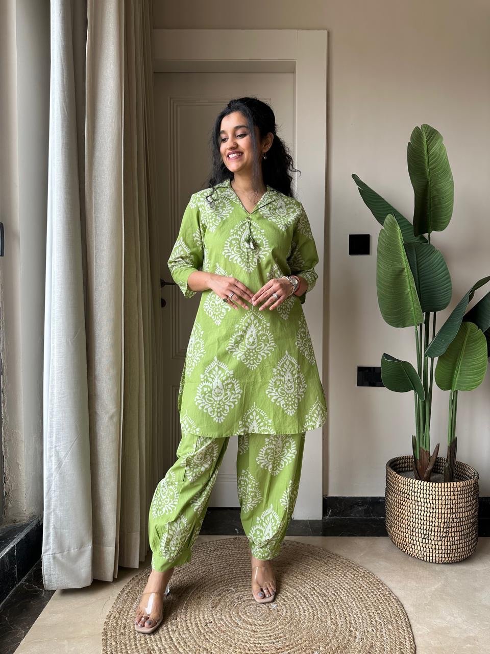 Pavi Printed Coord Set- Green - Image 4