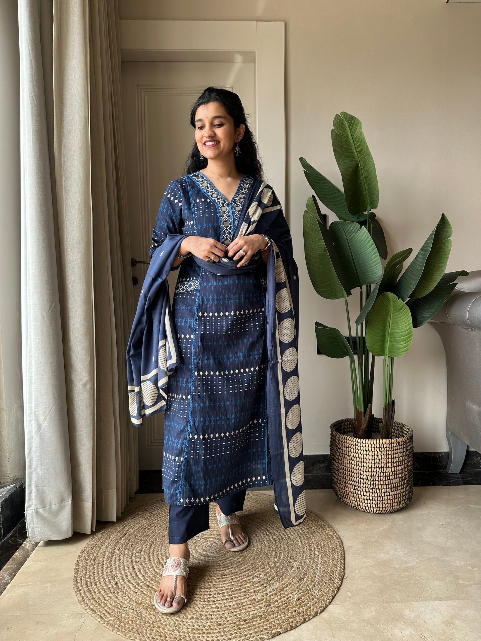 Maisha Mirror Work Cotton Suit - Image 5