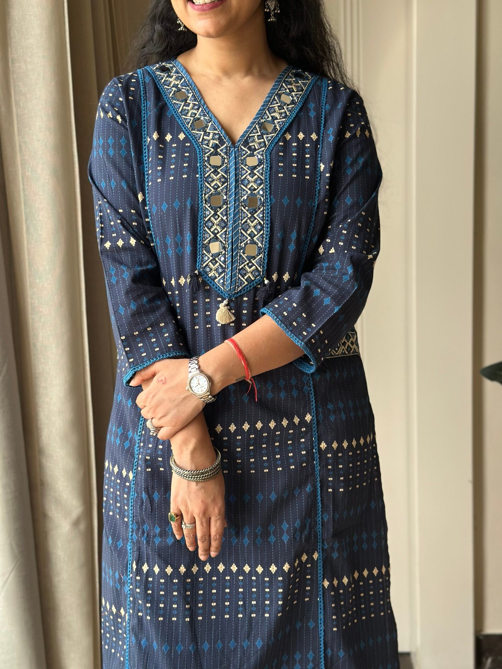 Maisha Mirror Work Cotton Suit - Image 3