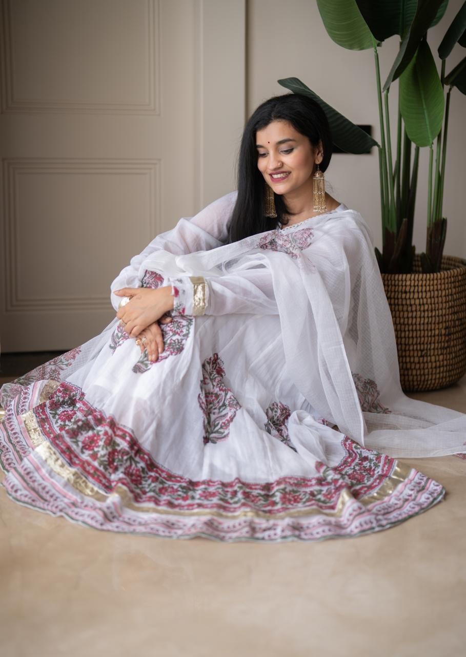 Somya White Boota Anarkali Set - Image 4