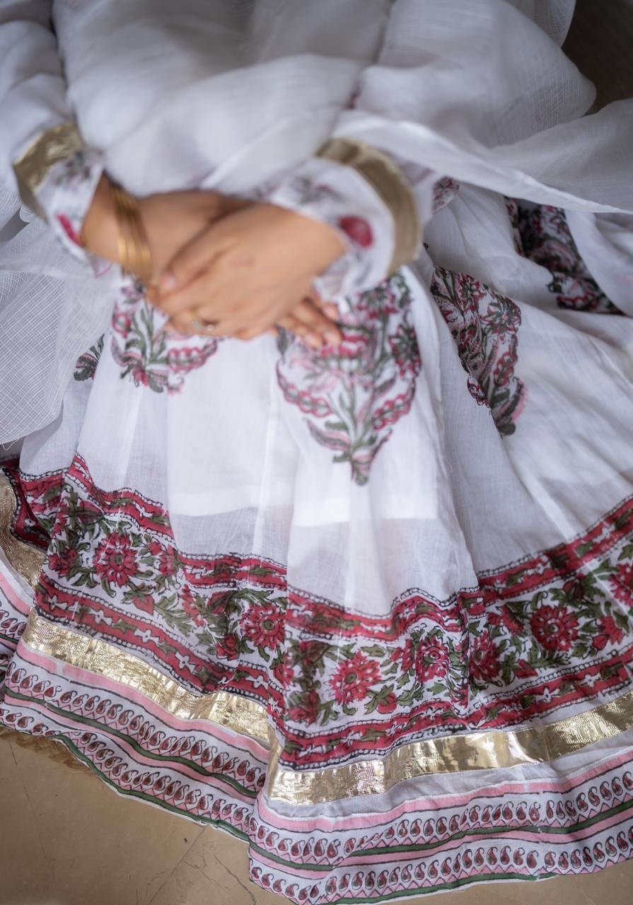 Somya White Boota Anarkali Set - Image 7