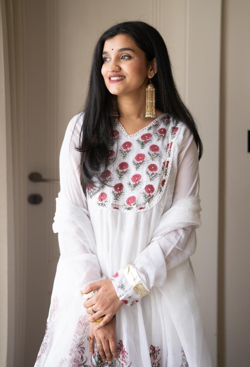 Somya White Boota Anarkali Set - Image 10