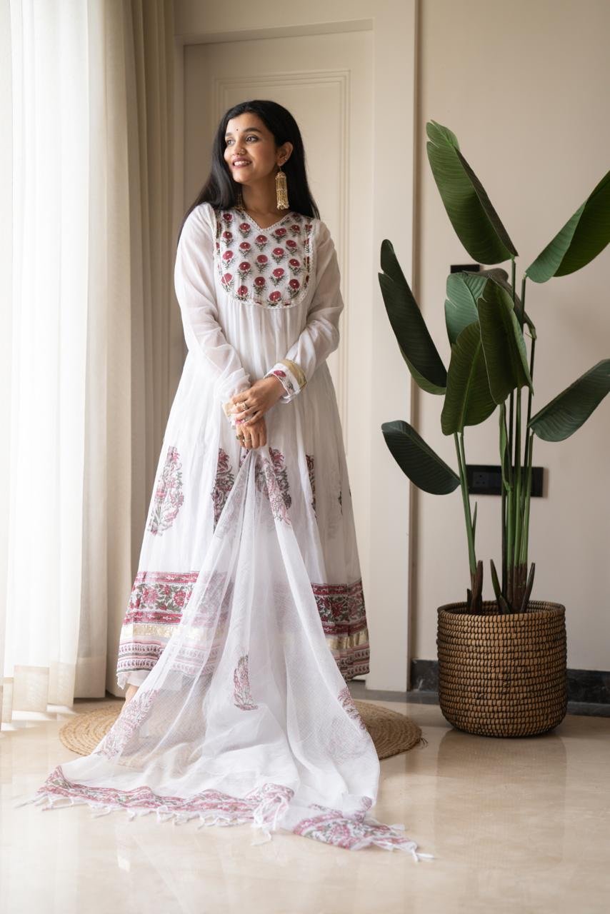Somya White Boota Anarkali Set - Image 11