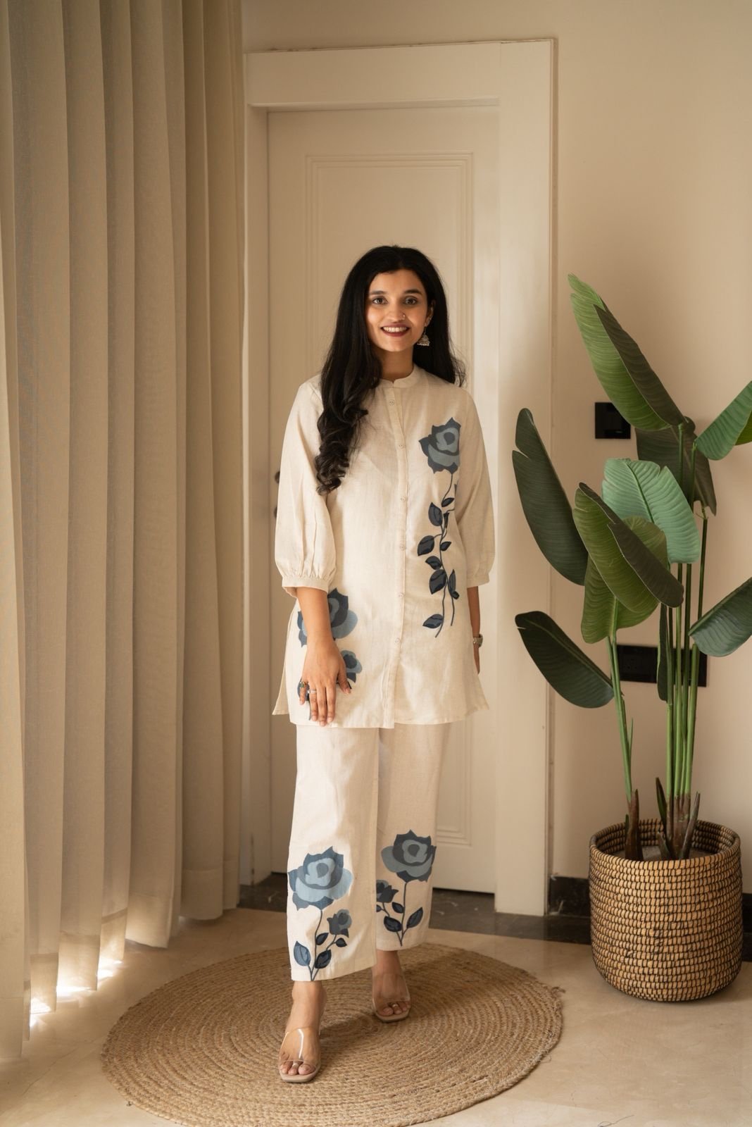 Gyana Embroidered Off White Coord Set