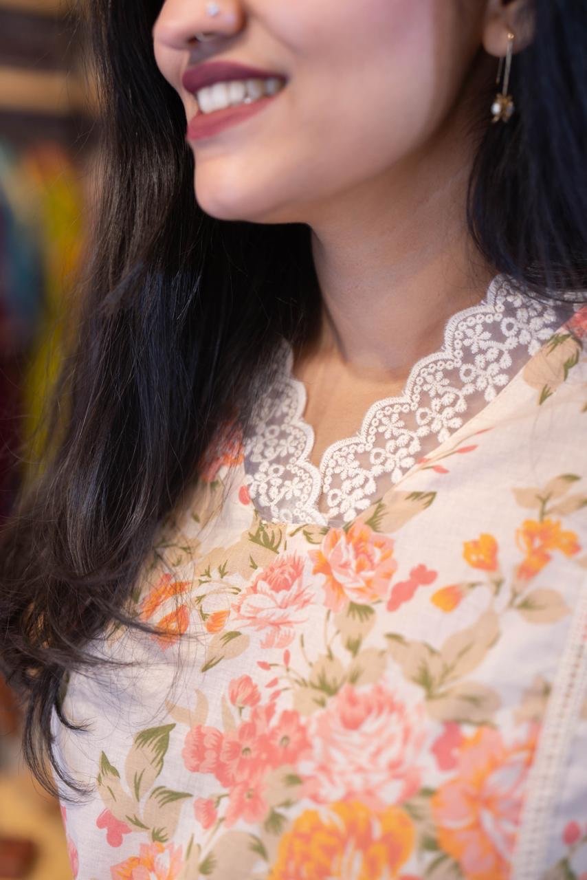 Sushra Lace Detailed Coord Set- Peachy - Image 7
