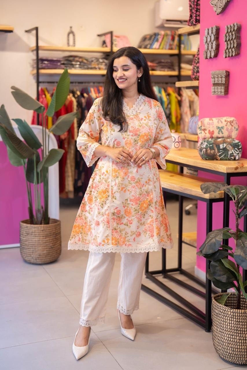 Sushra Lace Detailed Coord Set- Peachy - Image 2