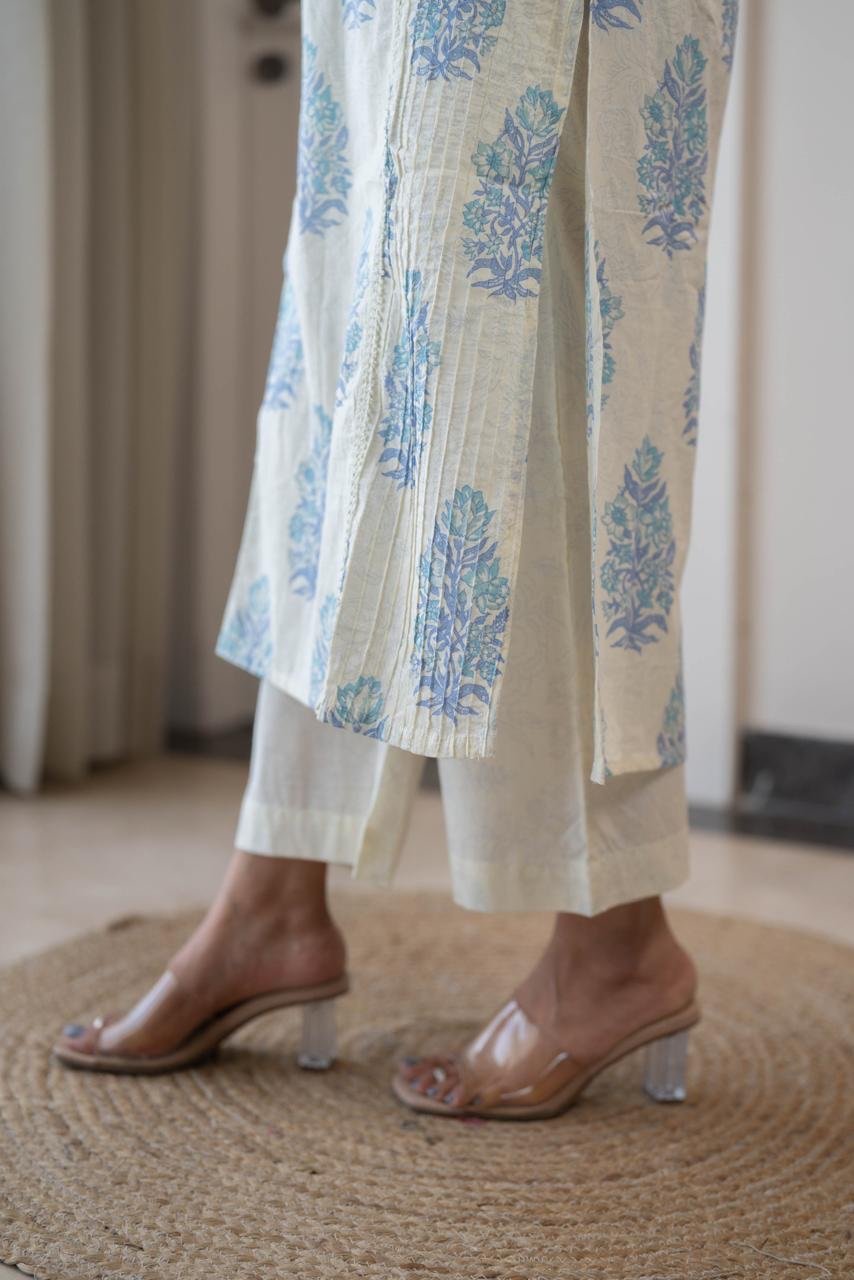 Anaisha Kota Doria Dupatta Set- Blue - Image 8