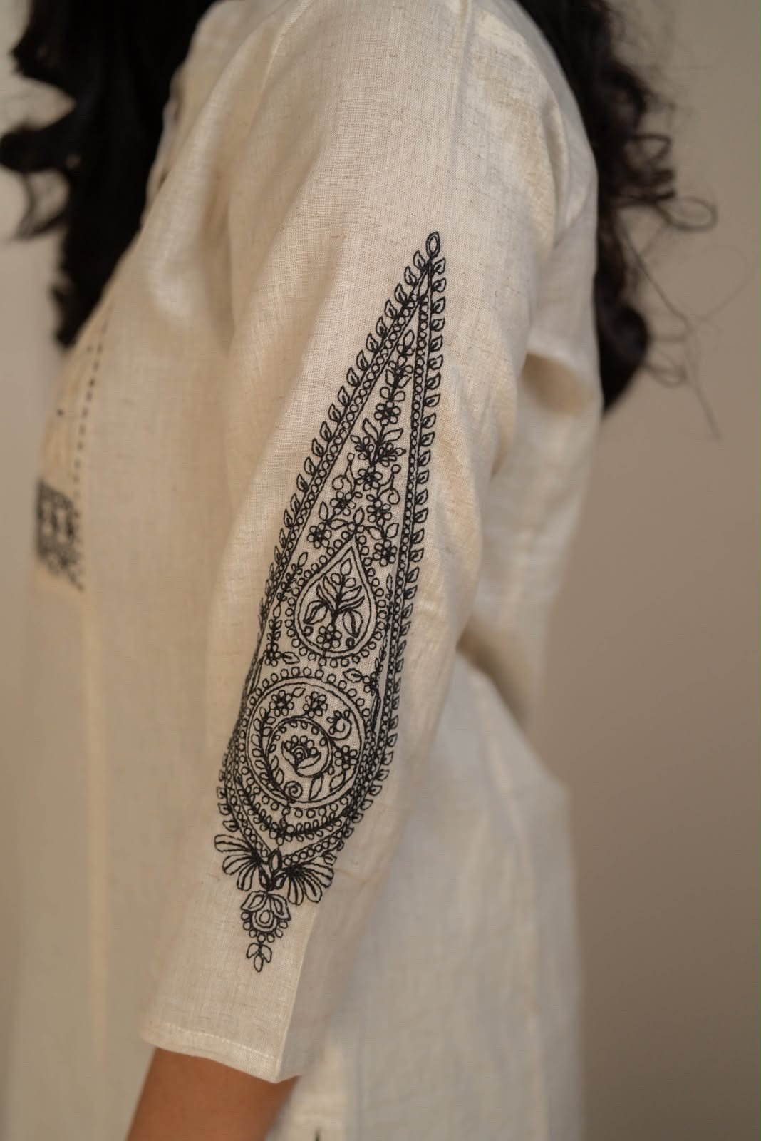 Rio Ruching Slub Cotton Top- Off White - Image 4