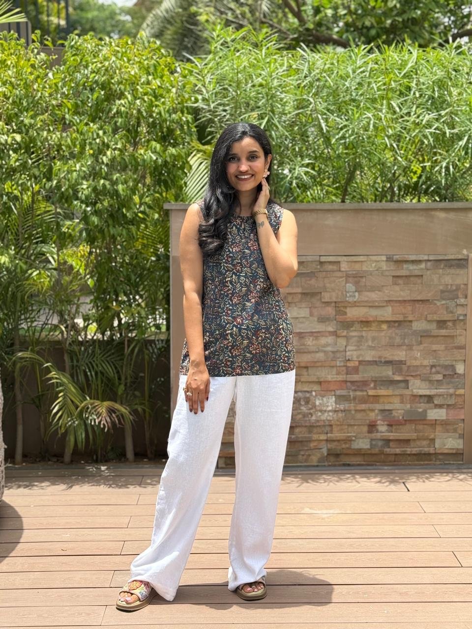 Lily 2.0 Sleeveless Cotton Top- Ajrakh - Image 4